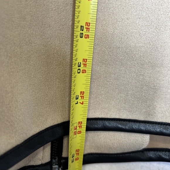 Joseph Ribkoff Scuba Suede Coat Jacket Taupe Black Faux Leather Trim Womens XXL - Picture 6 of 9